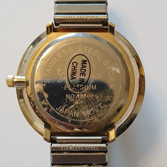 Geneva Platinum Women White Large Round Dial Two-Tone Bracelet Watch Japan Movt - Picture 3 of 13